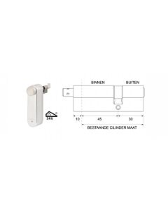 motorcilinder met mechanische cilinder 45/30 SKG***® met 3 sleutels