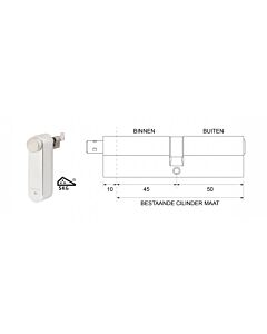 motorcilinder met mechanische cilinder 45/50 SKG***® met 3 sleutels