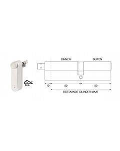 motorcilinder met mechanische cilinder 50/50 SKG***® met 3 sleutels