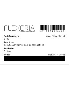 prepaid code voor uitbreiden van een sloteigenaar met de mogelijkheid om sleutels aan een organisatie uit te geven (voor 5 jaar en per Flexeria product)