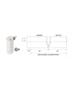 motorcilinder met mechanische cilinder 50/50 SKG***® met 3 sleutels